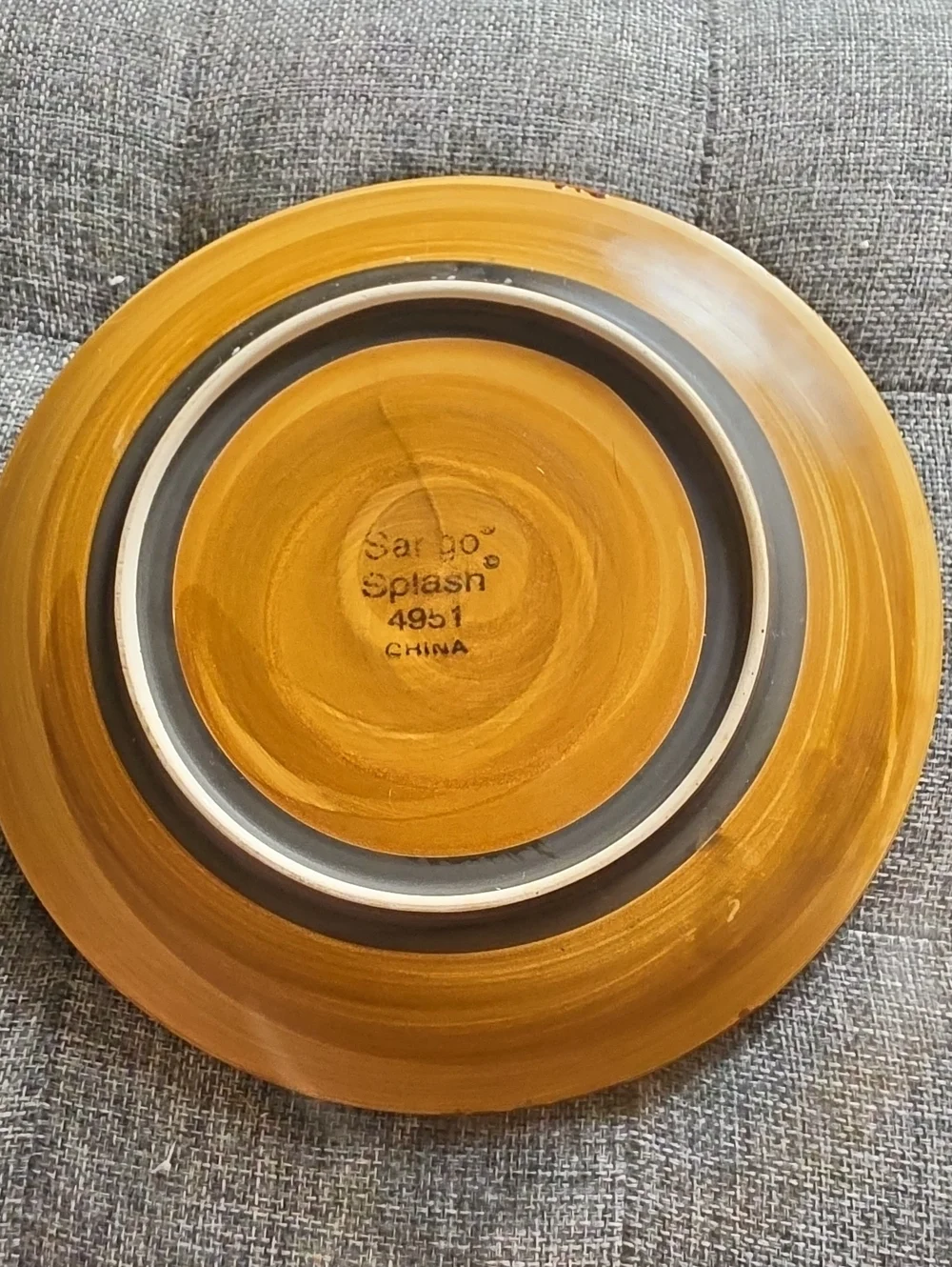 Sango Splash 4951 Brown Stoneware 8.25 Plates with Concentric Glaze Set of 4